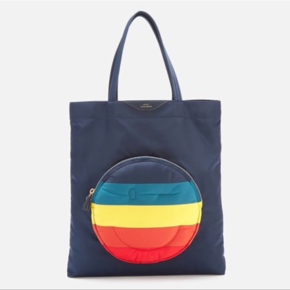 Anya Hindmarch Nylon Wink Rainbow Chubby Tote Bag